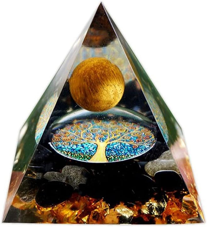Moonstone Crystals Orgone Pyramid, Amethyst Crystal Nature Reiki Chakra Crystals and Gemstones Gifts for Friend Orgonite Pyramid Crystal Healing Spiritual Gifts for Women (6Cm)