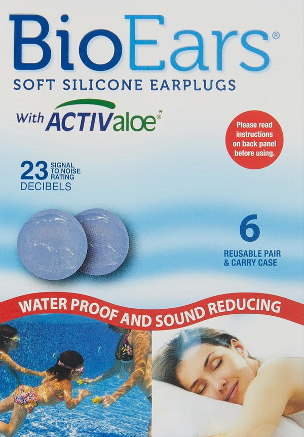 41304 Soft Silicone Earplugs with Activaloe. Premium Silicone. Protection from Water and Noise (6 Pairs),Blue