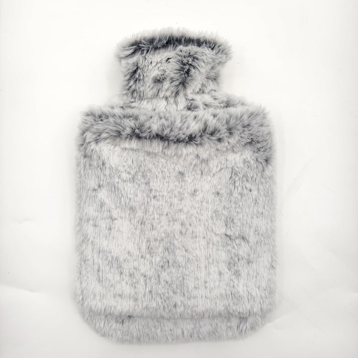 Hot Water Bottle with Luxury Cosy Faux Fur Cover,2L Leakproof Large Hot Water Bag for Neck,Shoulder,Hand Feet Warmer,Gifts for Women,Men(Grey)