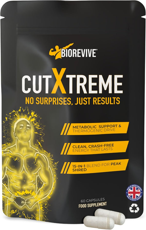 Cut Xtreme Thermogenic Fat Burner – New Formula Vegan 780Mg Capsules with L-Carnitine, Green Tea, B Vitamins & Caffeine for Energy, Focus & Metabolism Support, Pre-Workout Supplement