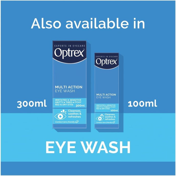Multi-Action Eye Wash 300 Ml - Relieves Tired, Itchy, and Dry Eyes, Allergies - Soothes Irritations, Inflammations - Eyelid Cleanser for Uncomfortable Conditions
