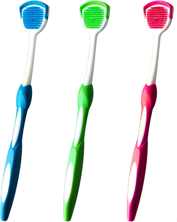 Tongue Brush, Tongue Scraper, Tongue Cleaner, Tongue Brushes Helps Fight Bad Breath, 3 Tongue Scrapers (Blue&Green&Red)