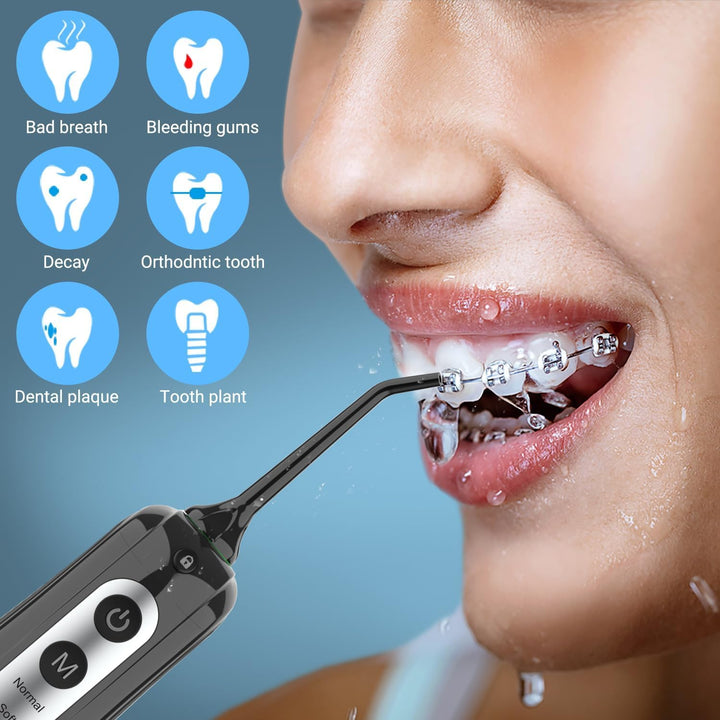 Cordless Water Dental Flosser Teeth Cleaner,  Professional 300ML Tank DIY Mode Rechargeable Dental Oral Irrigator for Home and Travel, IPX7 Waterproof 6 Modes Irrigate Oral Care (Black)