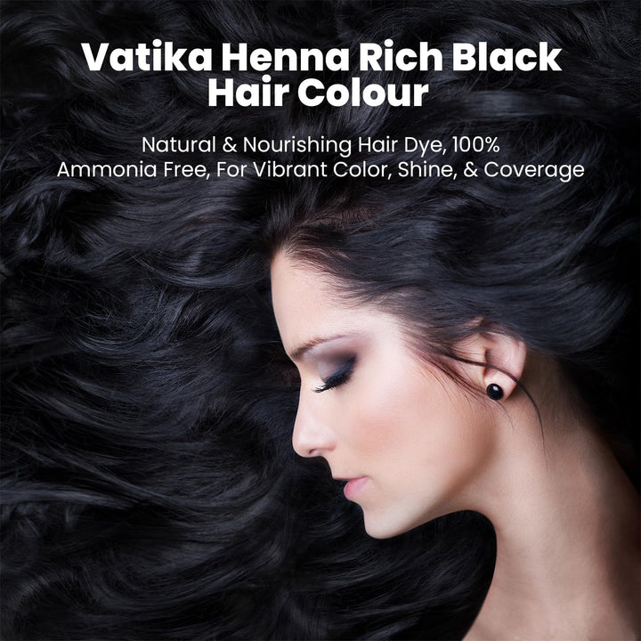 Henna Rich Black Hair Colour - 60G (6 X 10G Sachets), 100% Ammonia Free, for Vibrant Color, Shine, & Coverage (Packaging May Vary)