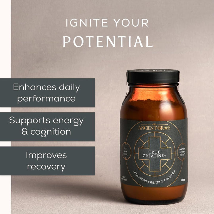 - True Creatine+ - 180G - Premium Creatine Monohydrate Powder - 100% Micronized for Women - High Performance, Strength Building - Muscle Recovery, Cognitive Function, Wellness