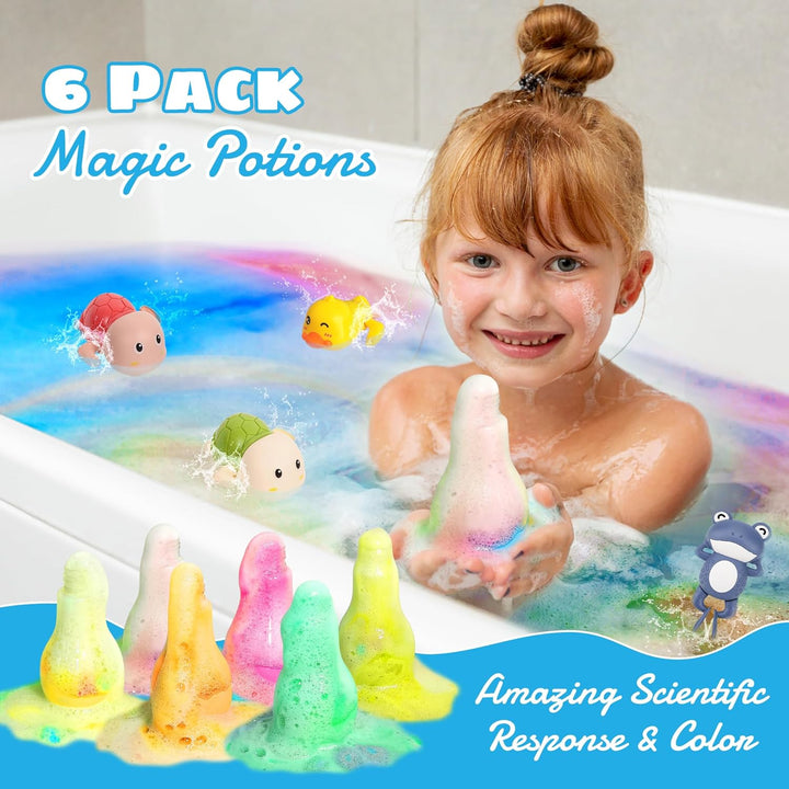 ®Kids Bath Bombs Kit - 6Pcs Bubble Bottles & 2Pcs Surprise Box Toy,Interactive Science Toys for Kids,Fun Bubble Bath Gift丨Idea Birthday Gifts for Girls Boys-8-Pack