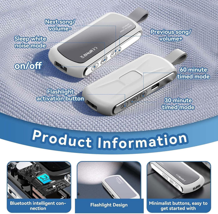 Bluetooth Pillow Speaker for Sleeping，Under Pillow Speaker Bluetooth Bone Conduction Pillow Speaker for Deep Sleeping (White)