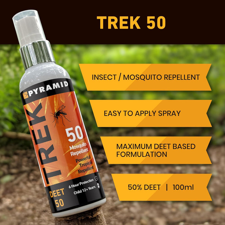 Trek 50 Insect/Mosquito Repellent Deet Spray (2 Bottles, 100Ml)