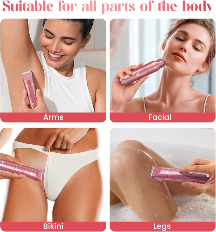 Bikini Trimmer Women - Painless Lady Shaver for Women, Rechargeable Women'S Electric Shavers, IPX7 Waterproof Electric Razor for Body Legs, Underarms, Pubic Hair,Brick Red