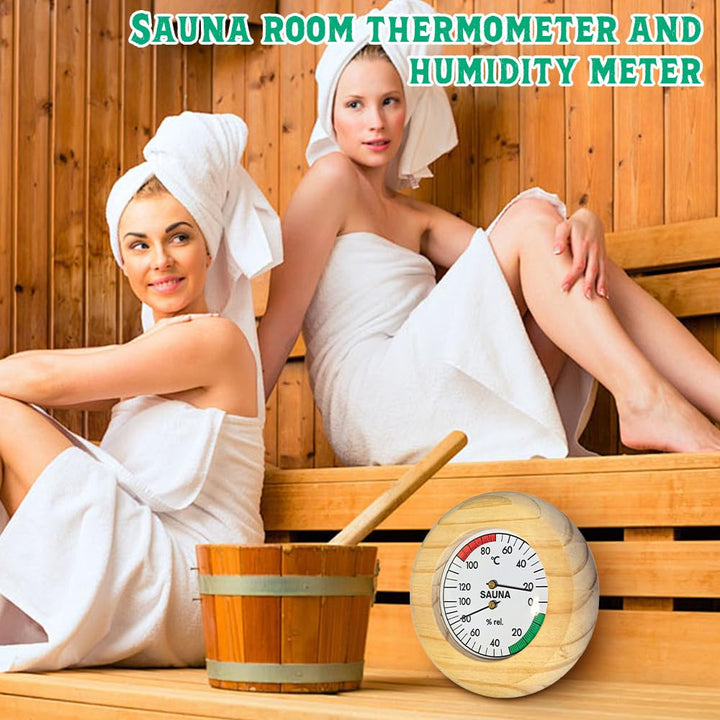 2 in 1 Sauna Thermometer Hygrometer, Wood Sauna Thermo-Hygrometer, 2 in 1 Wood Sauna Thermometer Hygrometer, Wooden High Accuracy Sauna Accessories for Sauna Room Steam Room