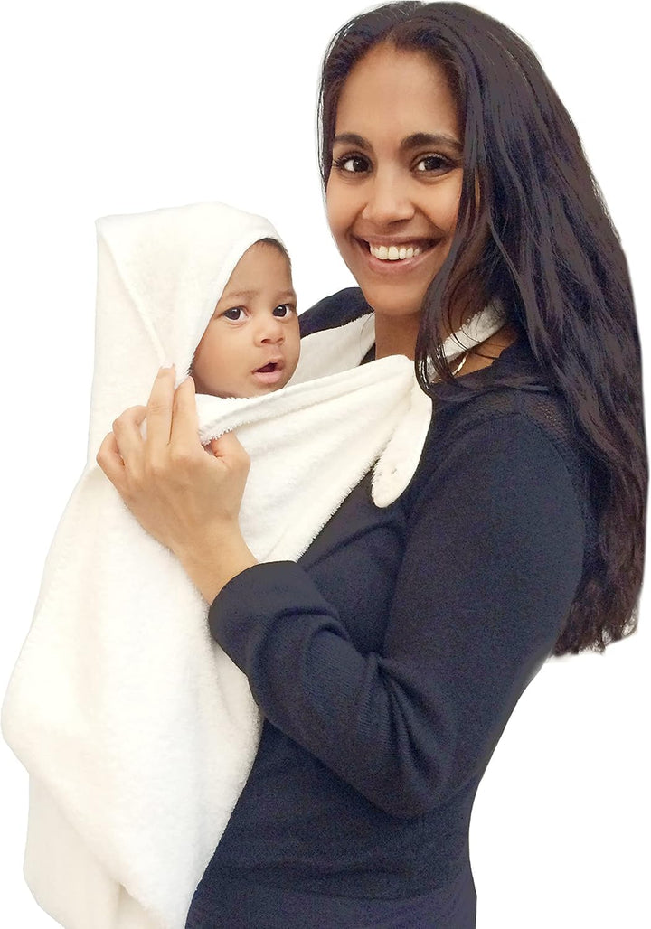 Hands Free Baby Bath Towel | Luxuriously Soft Bamboo & Cotton Hooded Baby Towel | Apron Towel for Safe Babies Bathtime | Perfect Newborn Gift | Oatmeal