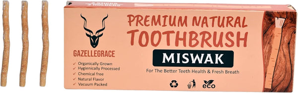 Miswak Sticks for Teeth Cleaning – Natural Siwak Toothbrush, Pack of 3 Miswak Stick with 3 Holders