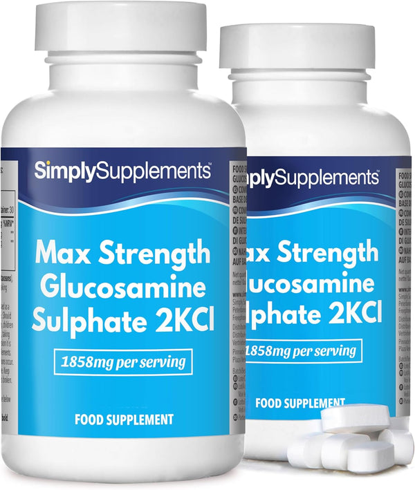 Max Strength Glucosamine Sulphate 2Kcl | Supports Active Lifestyles | 1858Mg per Serving | Marine Sourced | 120 Tablets = 2 Months’ Supply | Manufactured in the UK in Accordance with GMP Standards