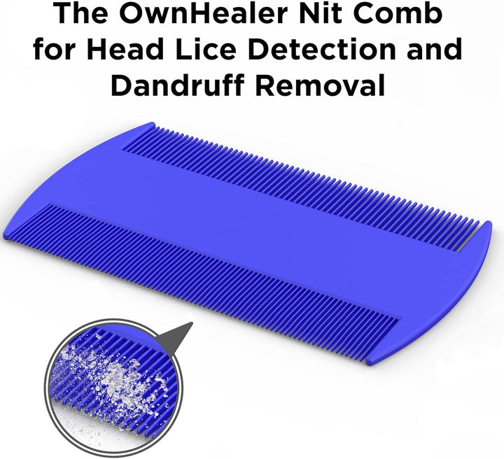 Nit Comb Kit – Fast & Effective Lice, Nits & Dandruff Removal for All Hair Types. Durable Smooth & Grooved Metal, Dual-Sided Plastic Fine-Tooth Combs for Quick Nit Treatment.