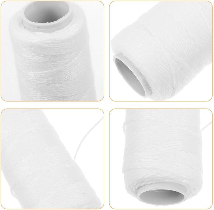 6 Rolls White Cotton Facial Threading Strings Hair Remover Tool for Smooth Skin, Eyebrow, and Chin Hair Removal