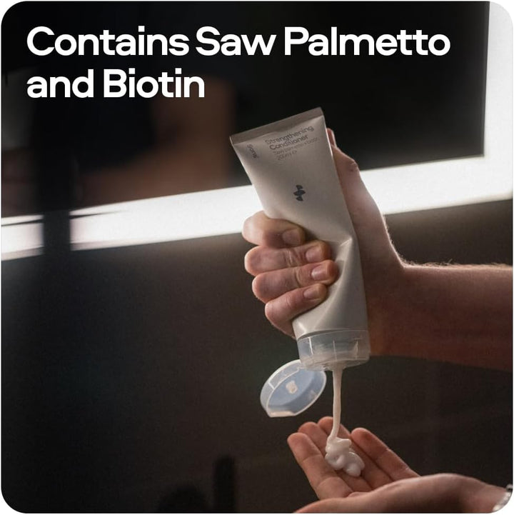 Strengthening Conditioner. DHT Blocking and Anti-Dandruff Formula with Saw Palmetto, Argan Oil, & Biotin. Sulphate & Paraben Free. Itchy Scalp Treatment. 1 Month Supply. Made in Europe.