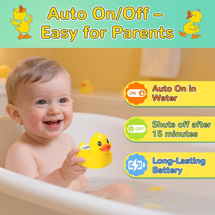 Bath Thermometer for Babies – Cute Duck Floating Toy with Digital Temperature Display – Safe Baby Bath Thermometer for Newborns in Celsius & Fahrenheit, Yellow