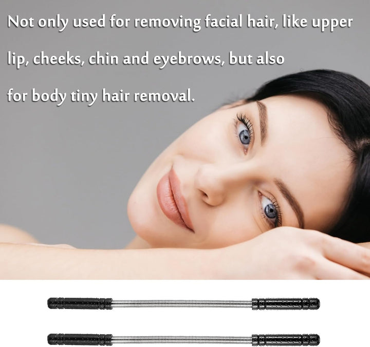 2 Pieces Black Facial Hair Remover Quick Hair Removal Epilator Tool,Facial Hair Remover Manual Epilator Spring Face Hair Roller Threading Epilator Tools for Face Hair Removing Tool