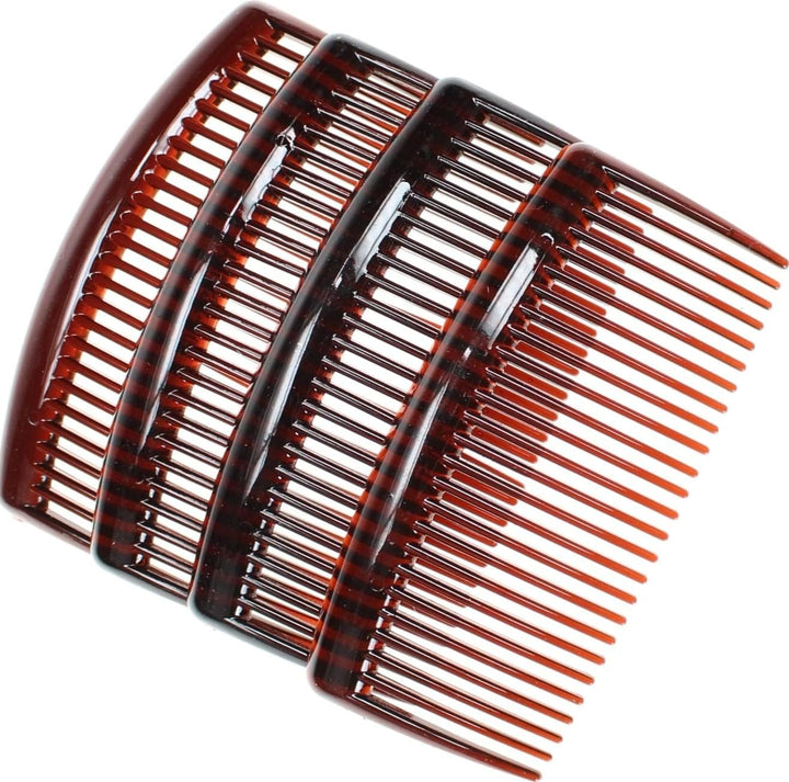 4 Pack of Tort Brown Large 9Cm Plain French Side Hair Combs Slides Grips Clips Hair Accessories for Women Girls by