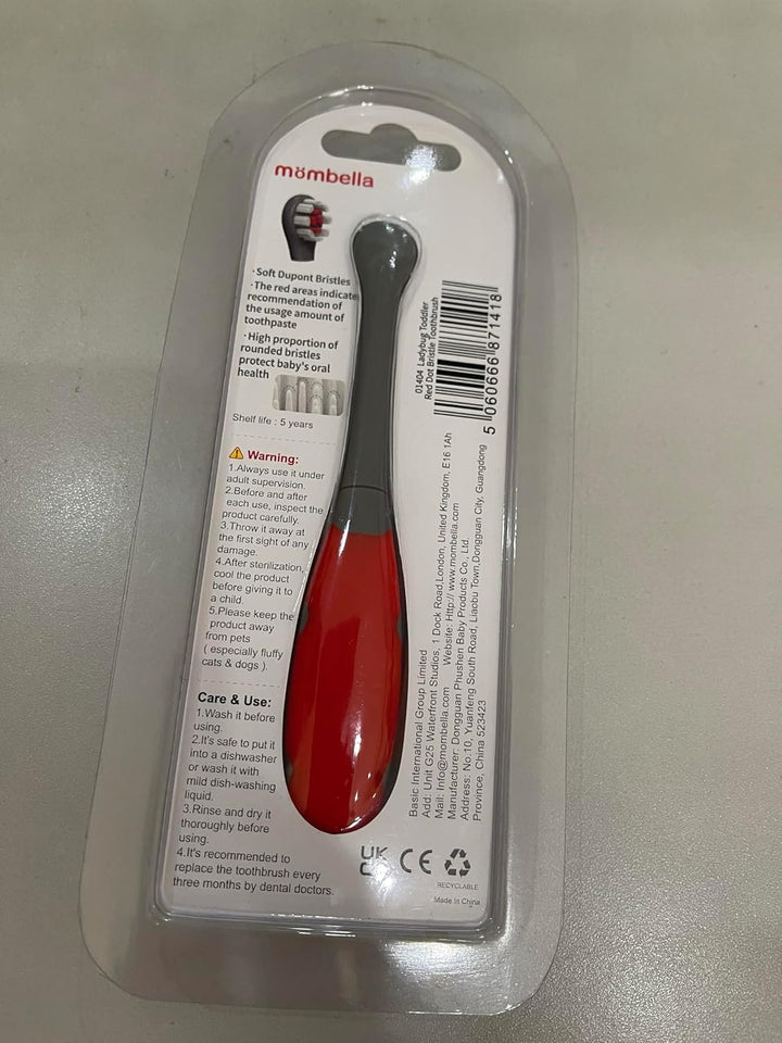 Ladybug Toddler Toothbrush for 2 Years+, Soft Red Dot Bristle Kids Toothbrush Age 2-4, Easy to Use, Oral Hygiene Care for Infant Teeth and Gums, Safe and Sturdy, 1Pc