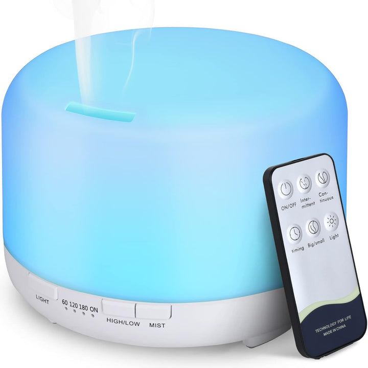 Essential Oil Diffuser 450Ml, Electric Aroma Ultrasonic Aromatherapy Fragrant Oil Vaporizer Humidifier, Purifies the Air, Timer and Auto-Off Safety Switch, 7 LED Light Colors (Light Brown)
