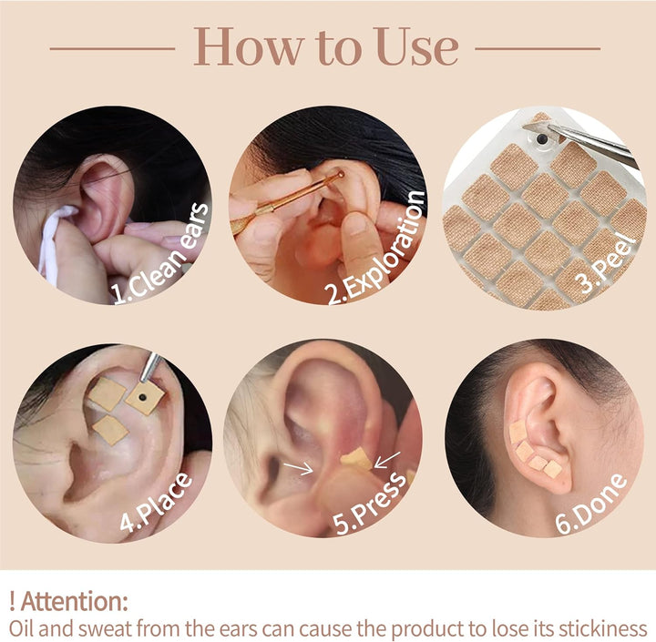 Multi-Condition Ear Seeds Acupuncture Kit, with Acupuncture Ear Press Seeds 1200Pcs, Acupuncture Pen, Acupressure Ear Chart, Tweezers