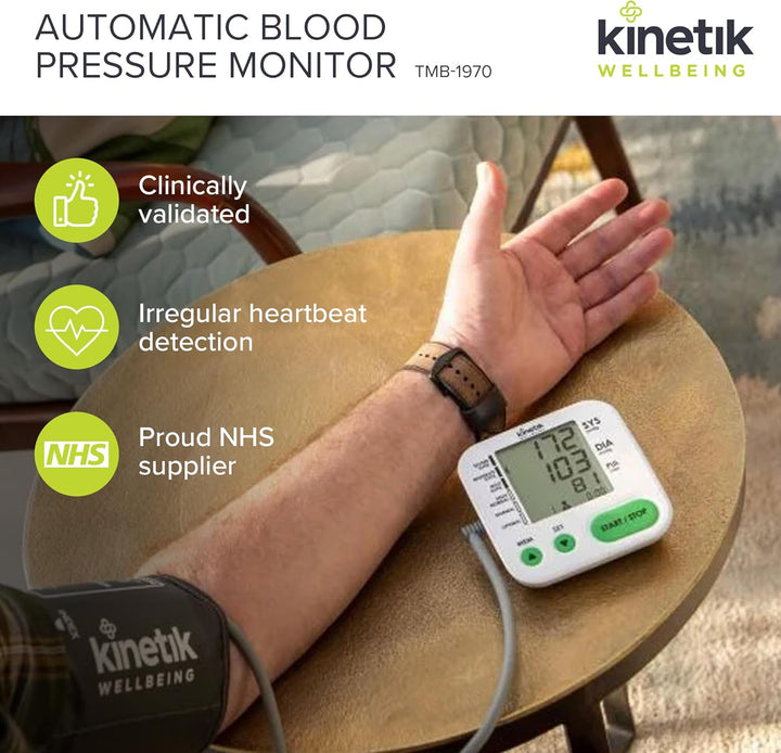 Home Use Blood Pressure Monitor - Used by the NHS - Fully Automatic Upper Arm Blood Pressure Machine with Universal Cuff (22-42Cm), Digital Sphygmomanometer Tester Kit