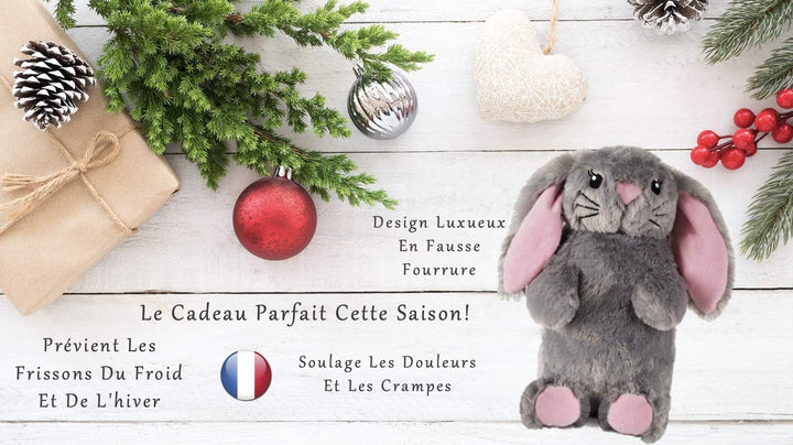 Deseo Bunny Hot Water Bottle in Luxurious Faux Fur (1 Litre) - Medium, Plush, Pink -