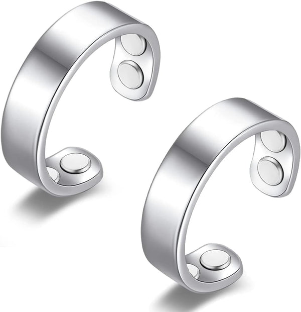 2PCS Copper Magnetic Rings for Women & Men with Strong Ultra Strength Magnets 99.99% Solid Pure Copper Adjustable with Gift Box