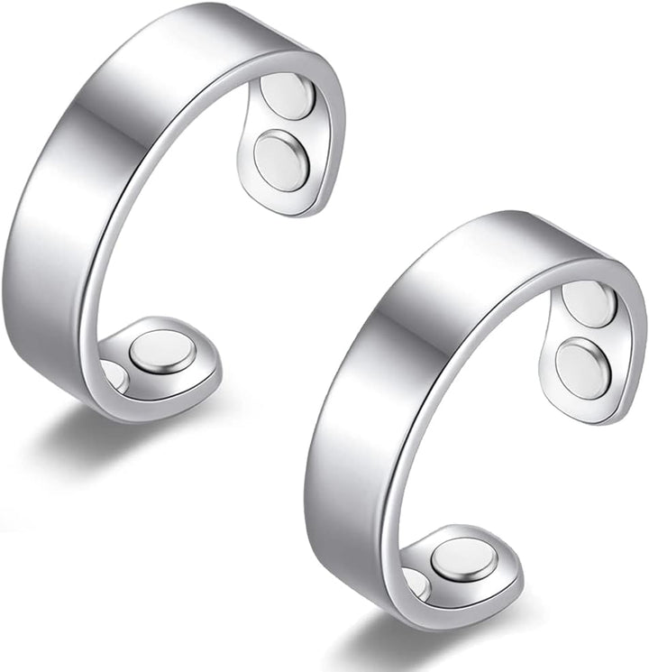 2PCS Copper Magnetic Rings for Women & Men with Strong Ultra Strength Magnets 99.99% Solid Pure Copper Adjustable with Gift Box