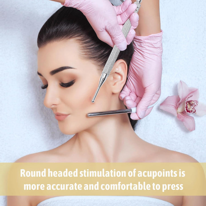 2PCS Acupuncture Pen Stainless Steel Retractable Acupressure Pen Double Headed Body Probe Pen Facial Reflexology Tools Acupressure Pen Promote Blood Circulation for Facial Massager