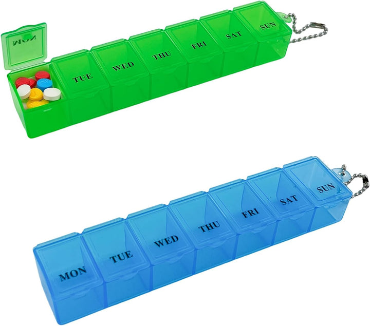 3 Pieces Pill Box Organiser Pill Dispenser Box, 7 Day Pill Box Organiser One Time a Day, Weekly Pill Box Pill Organiser for Medication, Supplements, Vitamins, Cod Liver Oil