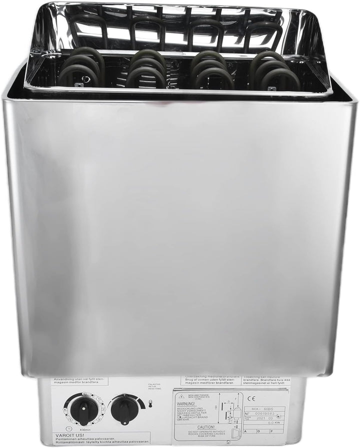 6KW 220V Electric Sauna Heater Stainless Steel Sauna Heating Stove with Internal Controller, Wet and Dry Bath Sauna Box Sauna Room Equipment for Home Hotel Spa Shower Steam Room