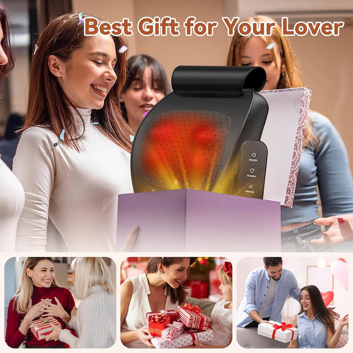 Back Massager,  Neck and Back Massager with Heat, Deep Tissue 3D Kneading Shiatsu Massage Pillow for Body, Shoulder, Foot and Leg, Gift for Women and Men - Remote Control