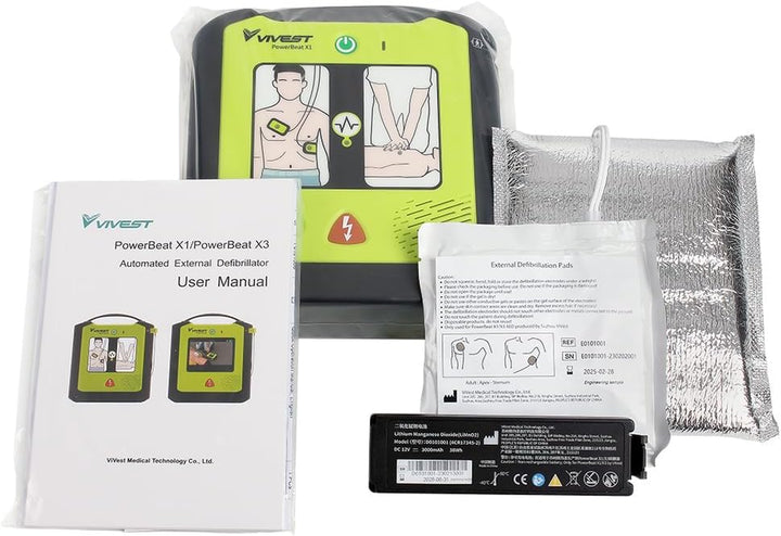 Power Beat X1 Defibrillator Semi-Automatic AED with a Graphic Panel Portable Machine for Home Automated External Defibrillator Lightweight First Aid Medical Equipment