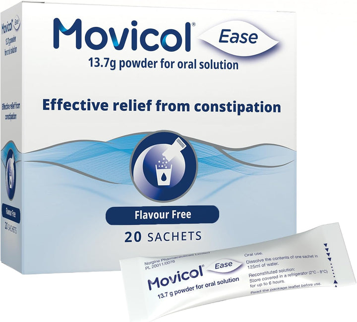 Ease Stick Sachets, Flavor Free, 20 Sachets, Constipation Relief for Adults, Laxatives, Relief, Hydrates, Softens & Help Restore Natural Bowel Movement