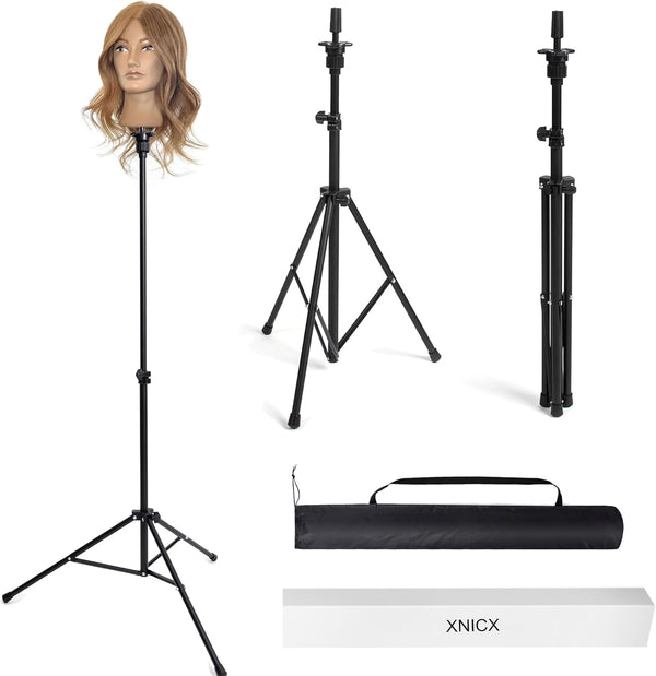 Wig Stand Mannequin Head Stand,Wig Tripod Height Adjustment(90-137Cm) for Mannequin Head,Manikin Head,Canvas Foam Head,Hair Doll Head,For Wigs,Training and Hairdressing with Carry Bag