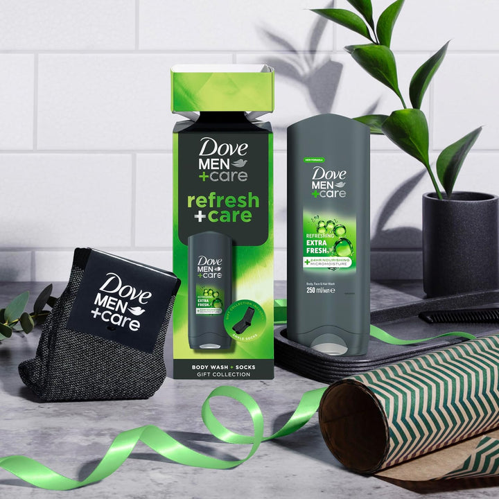 Dove Men+Care Refresh+Care Body Wash & Socks Gift Set with a 3-In-1 Hair, Face & Body Wash and Socks in a Stylish Cracker Perfect Gifts for Men 1 Piece