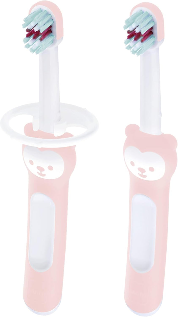 Baby'S Brush | 2 Pack | Toothbrush with Safety Shield | 6+ Months | for Teaching Dental Hygiene to Babies | Extra Soft Bristles | Ergonomic and Non-Slip | Pink