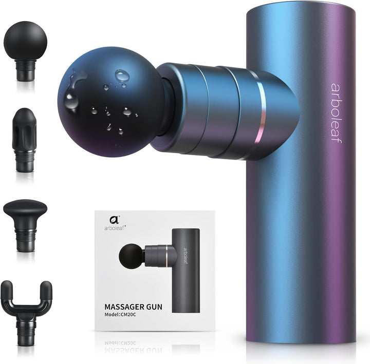 Massage Gun Mini Deep Tissue,  Muscle Massage Gun with 4 Silicone Heads 5 Speeds, 3200 RPM 1.03Lb Portable Quiet Percussion Massage Guns for Muscle Relaxation, Long Battery Life Type -C