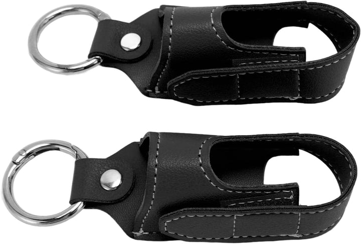 2Pcs PU Leather Asthma Inhaler Holder,Portable Asthma Inhaler Holder Case with Clip,For Home Work or Travel (Black)
