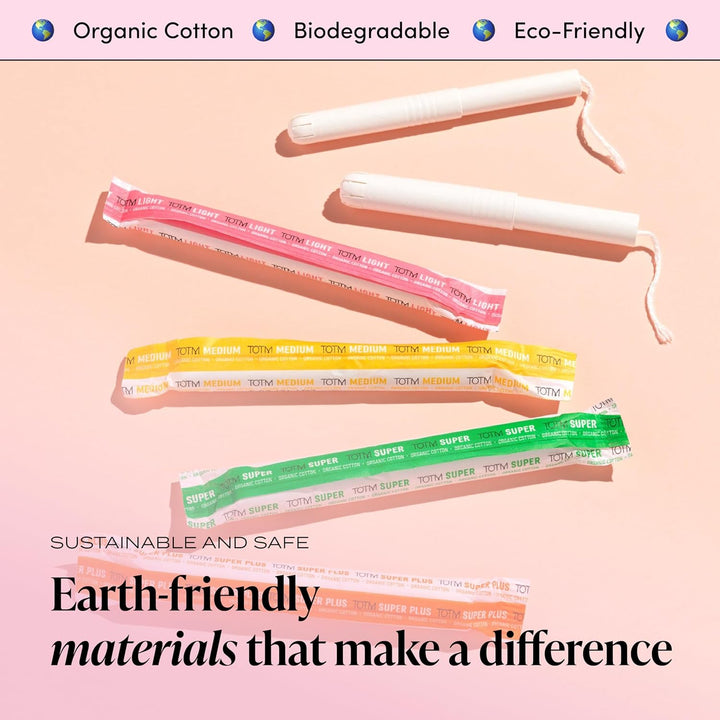 Organic Tampons with Biodegradable Cardboard Applicator | Medium Pack of 16 | Made from Cotton | Soft & Sustainable Natural Tampons for Leak-Free Comfort