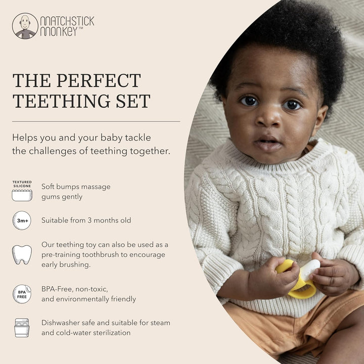 , Antimicrobial Teething Gift Set - 1 Banana Shaped Soother and 1 Animal Teether, 3 Months Old+, Banana & Monkey