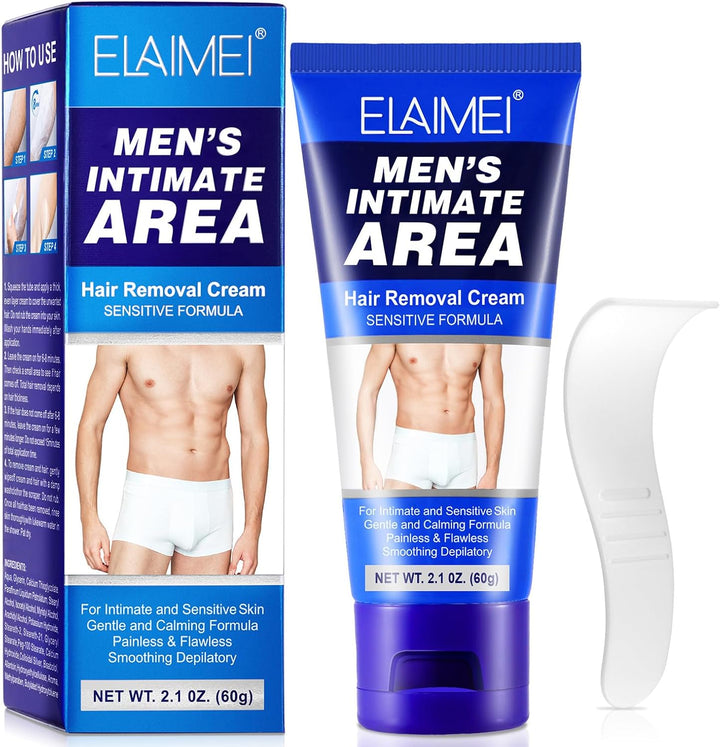 Hair Removal Cream 60G for Genitals, Painless Remover for Sensitive Skin, Pubic, Body, Private Areas and Underarms for Women and Men