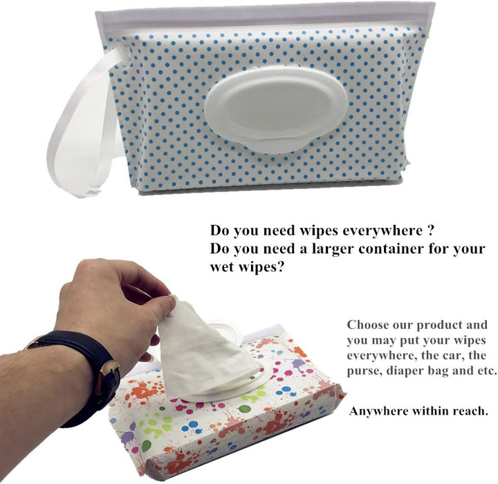 Portable Baby Wet Wipe Pouch Bags, Reusable & Refillable Wipes Dispenser, Eco Friendly & Lightweight Travel Wet Wipe Holder (2 Pack, Black Feather)