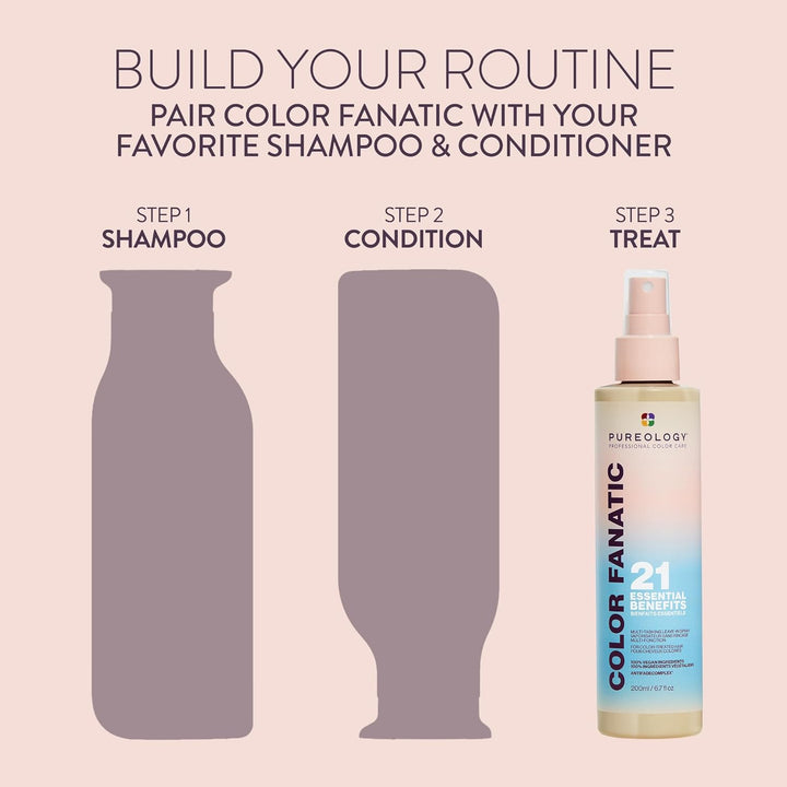 Pureology Color Fanatic, Multi-Tasking Spray, 21 Benefits, Primes, Perfects & Protects Colour-Treated Hair, Leave in Conditioner Spray, Vegan Formulas, Sulphate Free for a Gentle Cleanse, 200 Ml