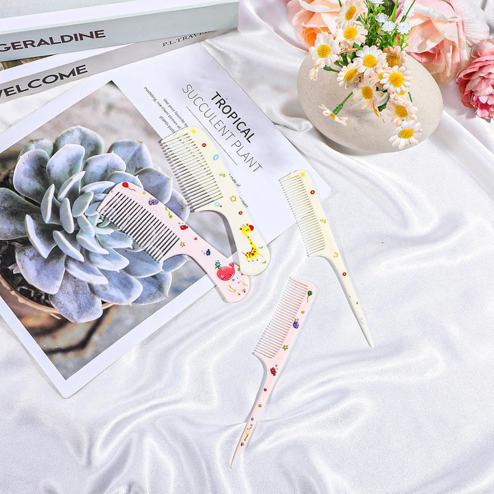 4Pcs Baby Hair Comb, Kids Hair Brush Set for Girls Boys, Cute Hair Comb Set Toddler Hair Brush, Mini Comb Rat Tail Styling for Toddler Child'S Hair(Style A)