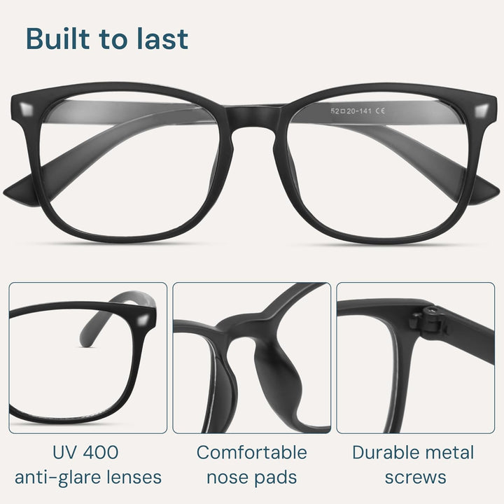Blue Light Blocking Glasses - Fashion Square Fake Eyeglasses, anti UV Ray Computer Gaming Glasses, Blue Blockers Glasses for Women/Men
