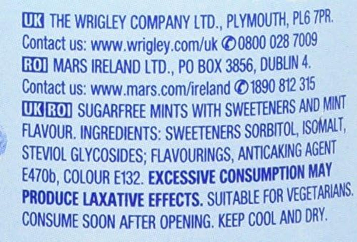 Wrigley Extra Peppermint Sugarfree Mints, 77 G, 70-Piece, Pack of 6