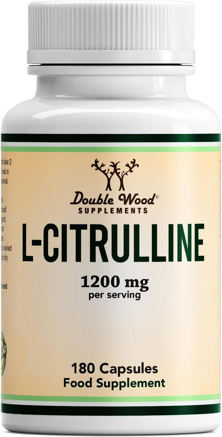 Double Wood L Citrulline | 180 L-Citrulline Capsules - 1200Mg L Citrulline per Serving | 90 Servings | Nitric Oxide Supplement | Promotes Cardiovascular and Muscle Health | Non-Gmo | UK Manufactured